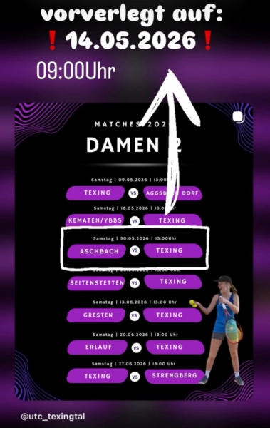 Damen2 Spielplan aktualisiert